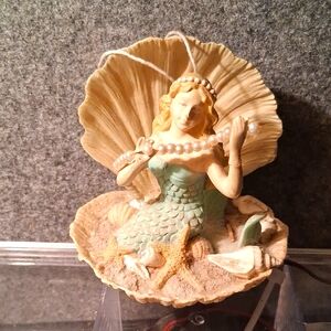 Mermaid Figurine with Seashell and Pearls